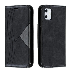 Wewoo Coque Pour iPhone 11 Splicing Color Magnetic Hem Étui à rabat en cuir avec support et fentes cartes Noir