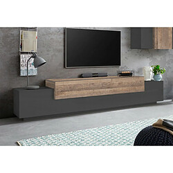 Ahd Amazing Home Design Meuble TV design moderne 240cm gris et bois Corona Low Hound pas cher