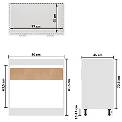 vidaXL Armoire de plancher d'évier Blanc 80x46x81,5 cm Bois ingénierie pas cher