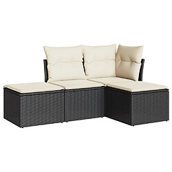 vidaXL Salon de jardin 4 pcs avec coussins noir résine tressée