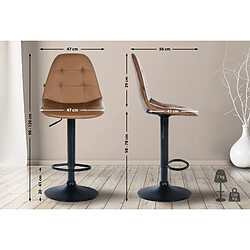 Avis Decoshop26 Tabouret de bar x1 avec repose-pieds hauteur réglable pivotant assise en PVC marron clair cadre métallique noir 10_0004820