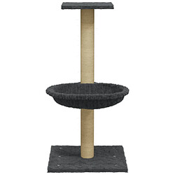 Helloshop26 Arbre à chat meuble tour grimper jouet grattage grattoir escalade plateforme avec griffoir en sisal foncé 74 cm gris 02_0022444