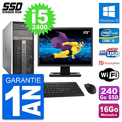 PC Tour HP 6300 CMT Ecran 19" Intel i5-2400 RAM 16Go SSD 240Go Windows 10 Wifi - Occasion