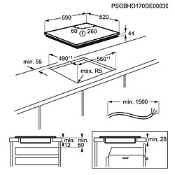 Table de cuisson induction 59cm 3 feux 7350w noir - eit61443b - ELECTROLUX