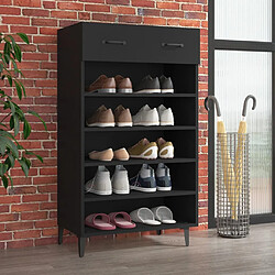 Maison Chic Armoire à Chaussures Noir,Meuble de Rangement à Chaussures 60x35x105 cm Bois d'ingénierie -MN87858