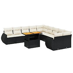 Maison Chic Salon de jardin 11 pcs avec coussins, Ensemble Tables et chaises d'extérieur noir résine tressée -GKD170886