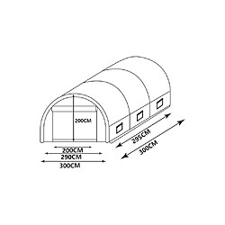 Avis Vente-Unique Serre tunnel avec structure en acier 9 m² - L300 x l300 x H200 cm - IPOMEA