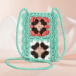 Acheter Avizar Sac Bandoulière pour Téléphone Tissé Creux Motifs Colorés WavePocket Turquoise