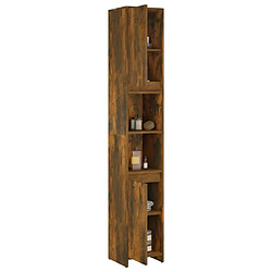 Acheter Maison Chic Armoire de bain,Meuble de rangement de salle de bain,Meuble haut Chêne fumé 30x30x183,5 cm Bois d'ingénierie -GKD378098