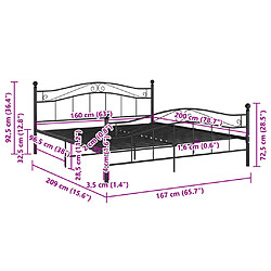 vidaXL Cadre de lit sans matelas noir métal 160x200 cm pas cher