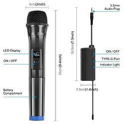 Yonis Microphone Sans Fil Dynamique LED Or Portable