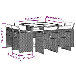 vidaXL Ensemble à manger de jardin et coussins 9 pcs mélange beige pas cher