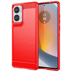 Htdmobiles Coque pour Motorola Moto G85 5G - housse etui silicone gel carbone + film ecran - ROUGE