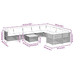 vidaXL Salon de jardin 10 pcs avec coussins noir résine tressée pas cher