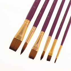 6Set Artist Nylon Pinceau Set pour aquarelle acrylique peinture à l'huile violet