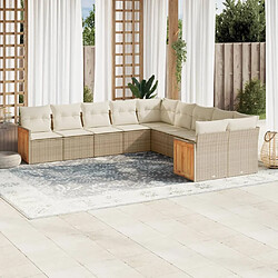 Maison Chic Salon de jardin avec coussins 10 pcs | Ensemble de Table et chaises | Mobilier d'Extérieur beige résine tressée -GKD65427