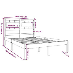 vidaXL Cadre de lit sans matelas noir 140x200 cm bois massif pas cher