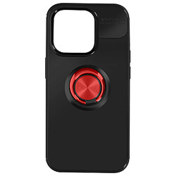 Avizar Coque pour iPhone 15 Pro Anneau Chromé Silicone flexible Noire et Rouge