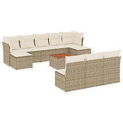 vidaXL Salon de jardin 11 pcs avec coussins beige résine tressée