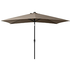 Helloshop26 Parasol avec led et mât en acier taupe 2 x 3 m 02_0008071