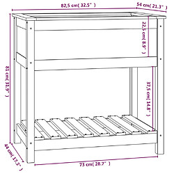 vidaXL Jardinière avec étagère Gris 82,5x54x81 cm Bois massif de pin pas cher