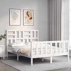 Maison Chic Cadre/structure de lit avec tête de lit pour adulte - Lit Moderne Chambre blanc double bois massif -MN57135