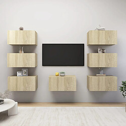 vidaXL Meubles TV 7 pcs Chêne sonoma 30,5x30x60 cm Bois d'ingénierie