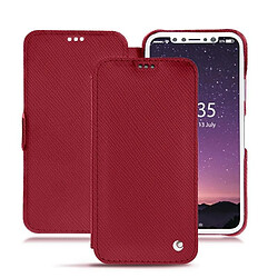 Housse cuir Apple iPhone Xs - Rabat horizontal - Rouge passion ( Pantone #a6192e ) - NOREVE