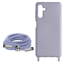 Avizar Coque Cordon pour Galaxy 04s et A13 5G Semi-rigide Lanière 80cm violet