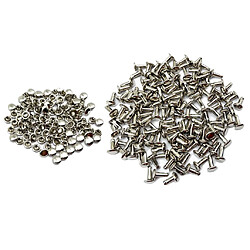 100 Sets Double Caps Studs Rivets pour Sacs Chaussures Cuir 6x8mm Argent pas cher