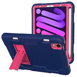 Coque en TPU + silicone avec béquille, couleur contrastée bleu marine/rose pour votre Apple iPad mini (2021)