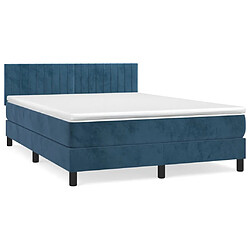 Maison Chic Lit Adulte - Lit simple Lit à sommier tapissier et matelas moelleux - Meuble de Chambre - Bleu foncé 140x190cm Velours -MN69457