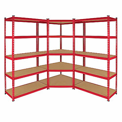 Monstershop Monster Racking 1 Rayonnage d'Angle Z-Rax Rouge & 2 Rayonnages Z-Rax Rouges en Acier Sans Boulons 90cm x 45cm x 183cm