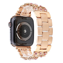 Wewoo Chaîne de cowboy avec bracelet en diamant rose pour Apple Watch séries 4 & 3 & 2 & 1 38mm & 40mm (Or Rose)