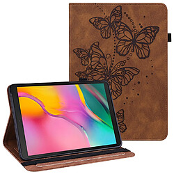 Etui en PU motif papillons avec support et porte-cartes marron pour votre Samsung Galaxy Tab A7 Lite 8.7 pouces