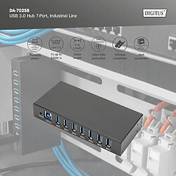 DIGITUS hub USB Industriel 7 Ports - 7X USB-A - USB 3.0-5 Gbps - USB SuperSpeed - Protection ESD 15 KV - Montage sur Rail DIN - Noir pas cher