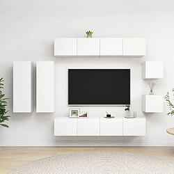 vidaXL Ensemble de meubles TV 8 pcs Blanc Bois d'ingénierie