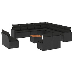 Maison Chic Salon de jardin avec coussins 14 pcs, Ensemble Tables et chaises de jardin, noir résine tressée -GKD735699