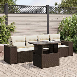 vidaXL Salon de jardin avec coussins 5 pcs marron résine tressée