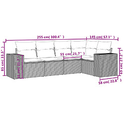 Avis vidaXL Salon de jardin avec coussins 5 pcs marron résine tressée