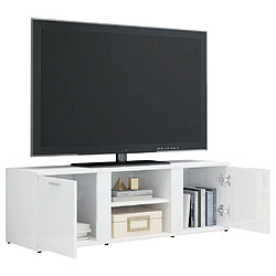 Acheter Maison Chic Meuble TV scandinave - Banc TV pour salon Blanc brillant 120x34x37 cm Aggloméré -MN46383