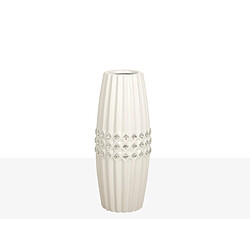 Vase Romimex Blanc Argenté Céramique 10 x 25 x 10 cm