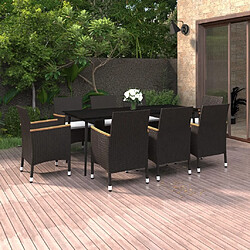 vidaXL Ensemble à dîner de jardin coussins 9 pcs Résine tressée Verre