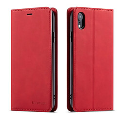 Wewoo Housse Coque Pour iPhone XR Forwenw Dream Series Oil Edge Fort Magnetism Étui en cuir à rabat horizontal avec support et fentes cartes et portefeuille et cadre photo rouge