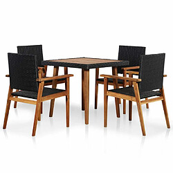 Maison Chic Mobilier à dîner 5 pcs de jardin - Ensemble table et chaises d'extérieur - Salon/Mobilier de jardin classique Résine tressée Noir et marron -MN80737