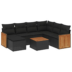 Maison Chic Salon de jardin 8 pcs avec coussins | Ensemble de Table et chaises | Mobilier d'Extérieur noir résine tressée -GKD63742