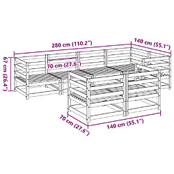 vidaXL Salon de jardin 7 pcs bois massif sapin de douglas pas cher