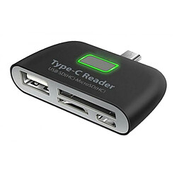 Adaptateur USB C 3.1 Type C vers USB 2.0 HUB OTG Lecteur de carte mémoire Micro SD / TF pas cher