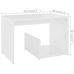 vidaXL Table d'appoint blanc 59x36x38 cm bois d'ingénierie pas cher