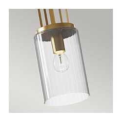 Elstead Lighting Suspension Kichler Verre cannelé transparent,acier Laiton naturel brossé